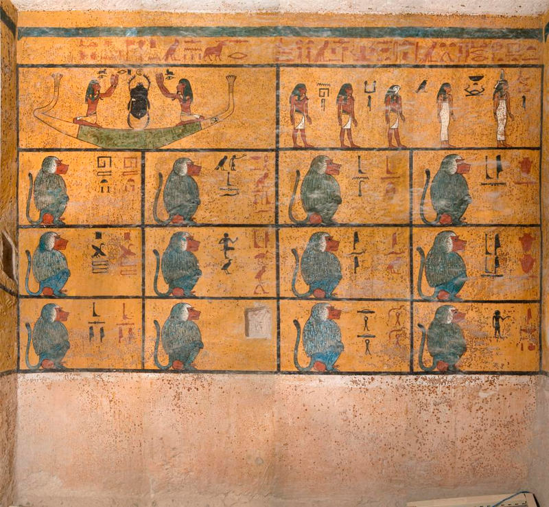 Wall painting in Tut’s tomb after restoration.